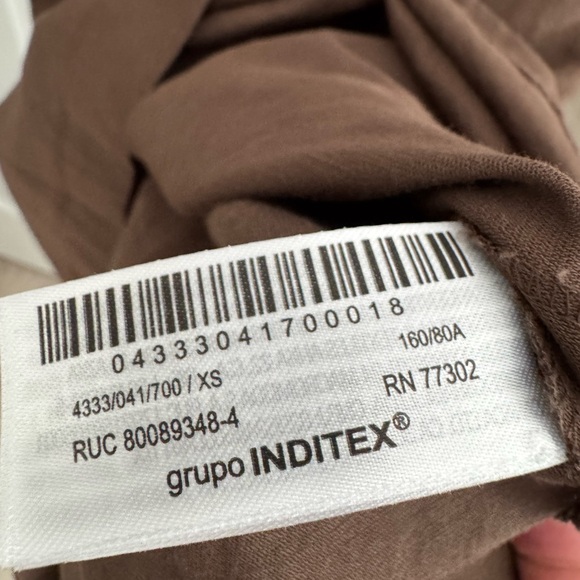 ZARA Zw Collection Pleated Midi Dress Brown XS - Picture 6 of 6